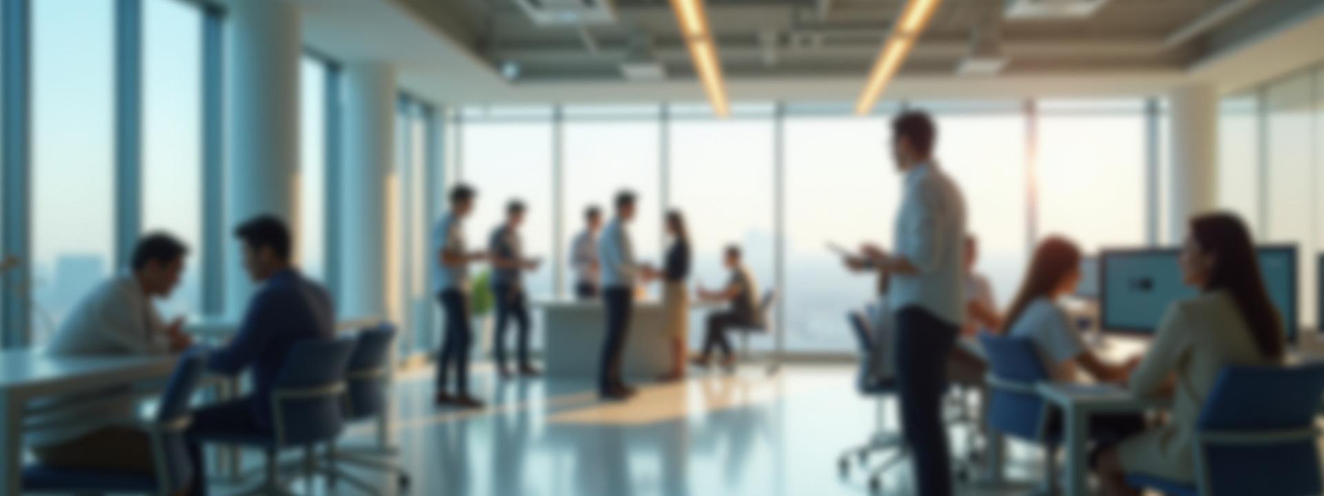 多様な従業員が協力して働くモダンなオフィス環境